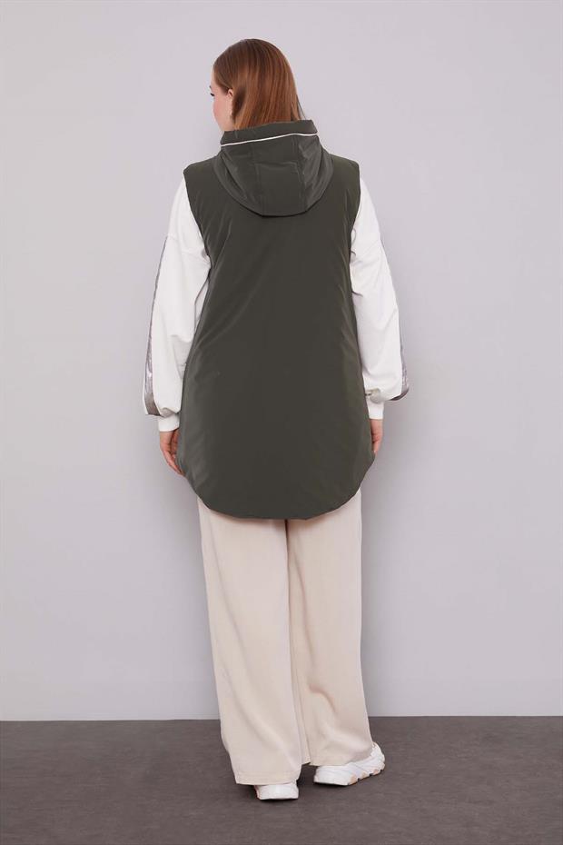 Haki Şapkalı Şişme Yelek