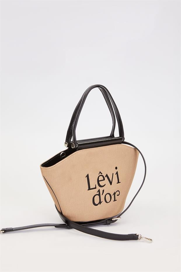 Haki - Siyah Hasır Görünümlü El Çantası