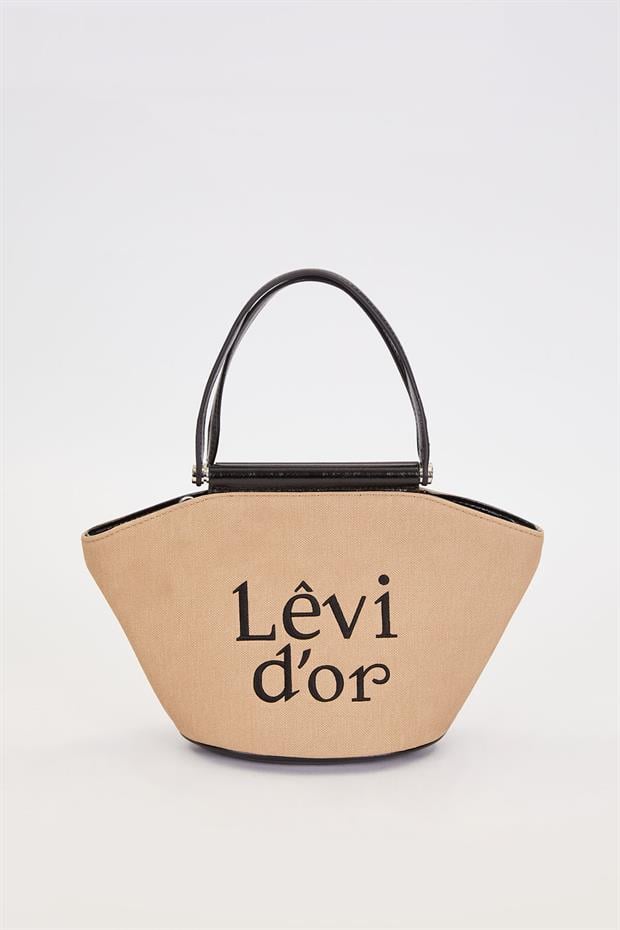 Haki - Siyah Hasır Görünümlü El Çantası