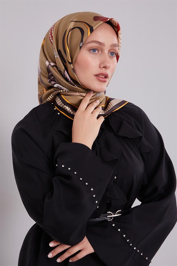 Haki Twill İpek Eşarp Lunera Koleksiyonu