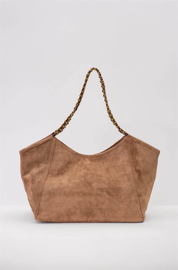 Haki Uzun Zincir Askılı Büyük Omuz Çantası