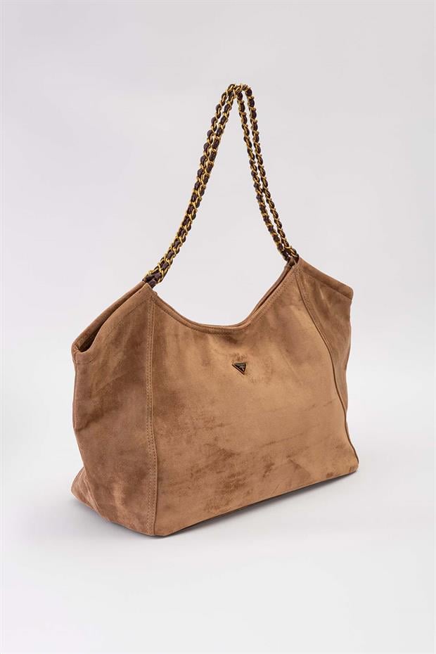 Haki Uzun Zincir Askılı Büyük Omuz Çantası