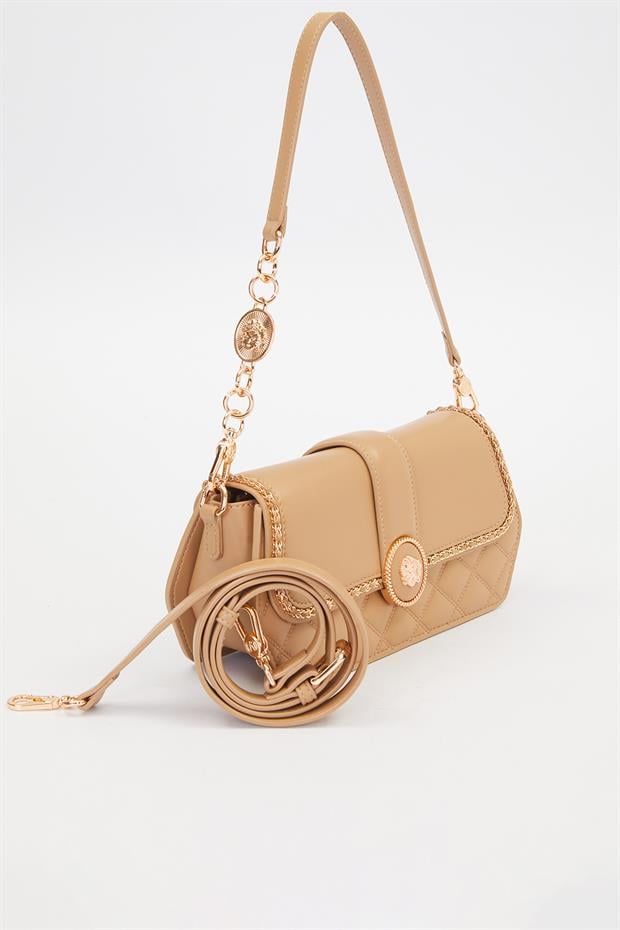 Haki Yuvarlak Toka Detay Omuz Çantası