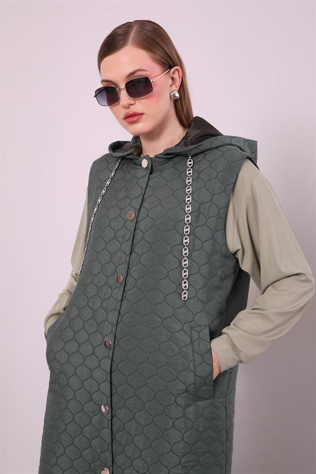 Haki Zincir Detaylı Yelek