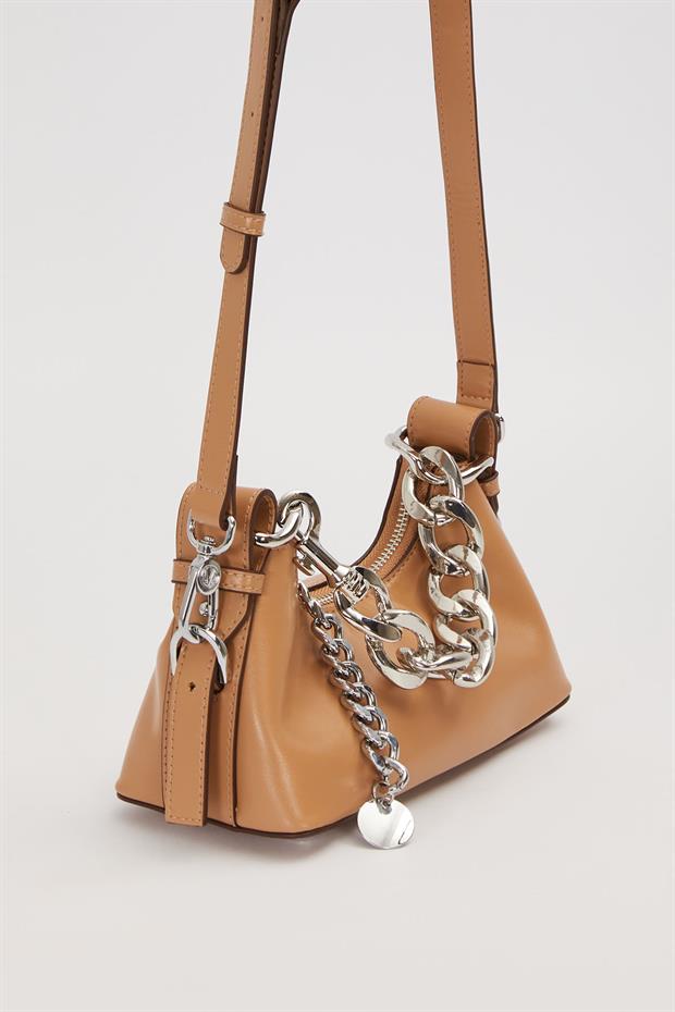 Haki Zincir Halka Detaylı Omuz Çantası