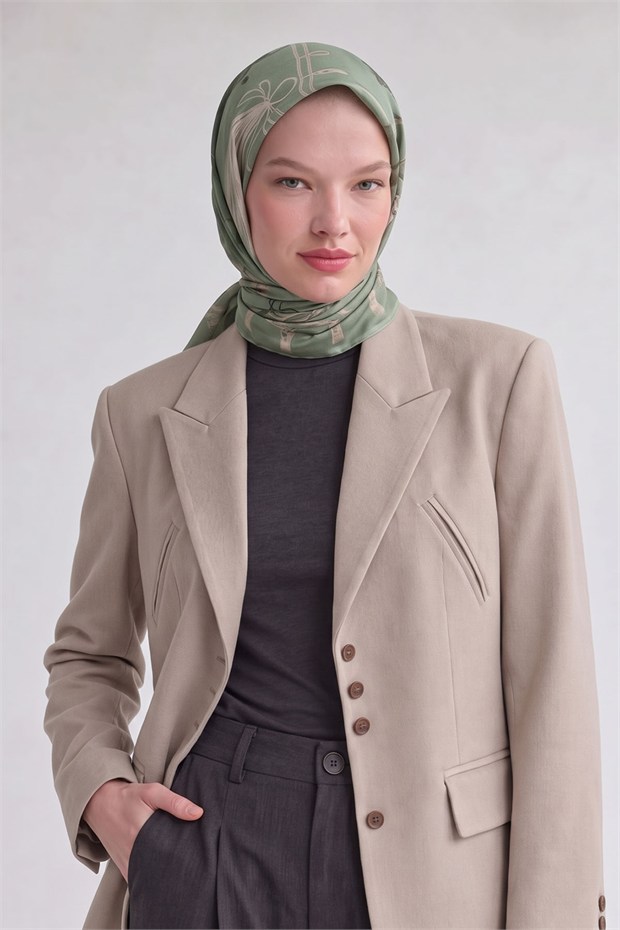 Halat Desenli Marvella Eşarp Mint Yeşili