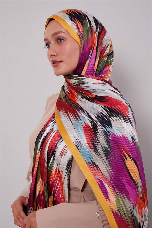 Hardal Alacalı Desen Twill Şal