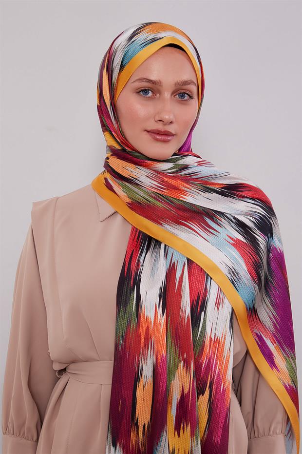 Hardal Alacalı Desen Twill Şal