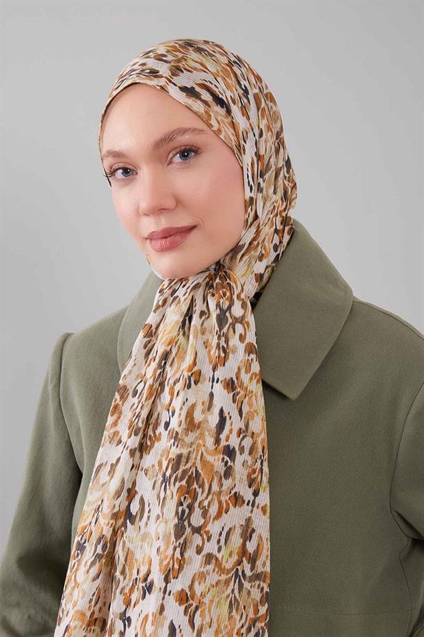 Hardal Batik Desen Pamuk Şal