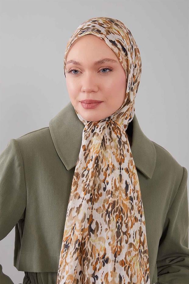Hardal Batik Desen Pamuk Şal