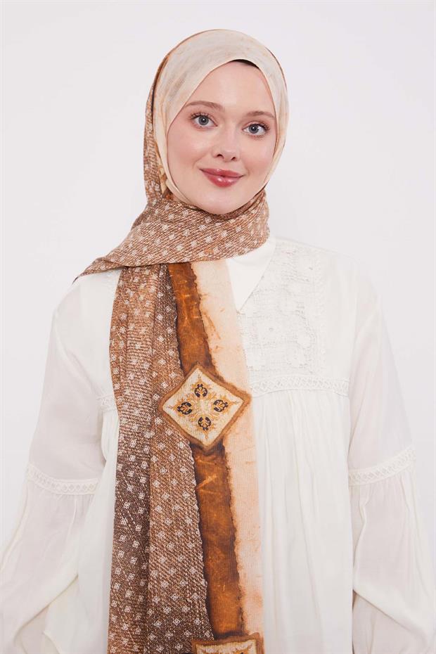 Hardal Benek Desen Pamuk Şal