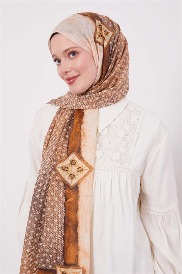 Hardal Benek Desen Pamuk Şal