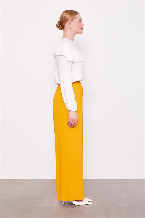 Hardal Bol Paça Beli Lastik Pantolon