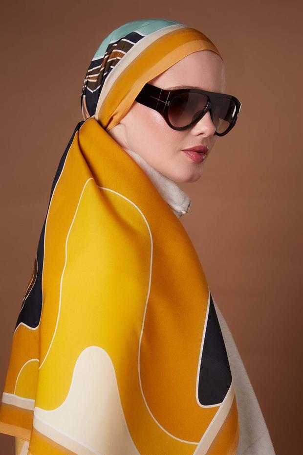 Hardal Kamuflaj Desen Aura Eşarp