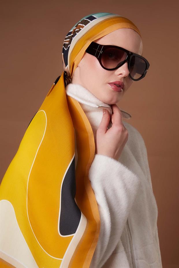 Hardal Kamuflaj Desen Aura Eşarp