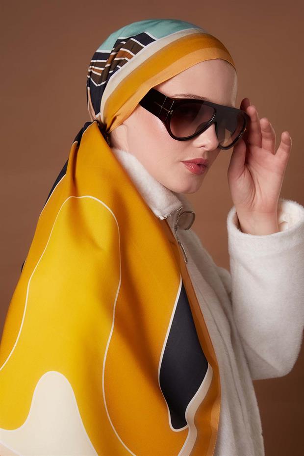 Hardal Kamuflaj Desen Aura Eşarp