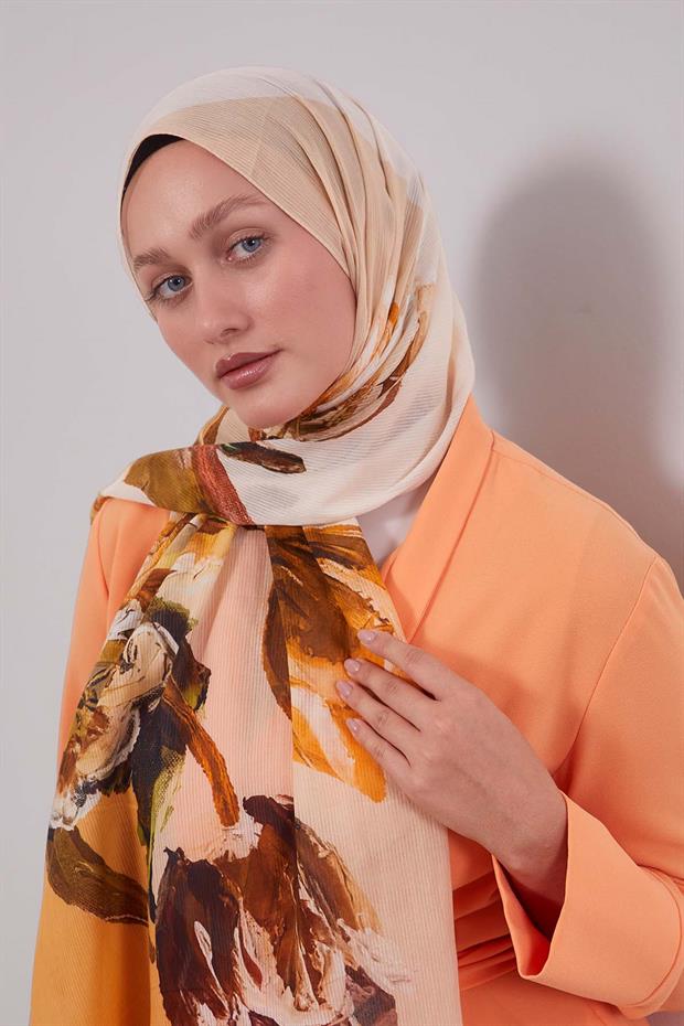 Hardal Lale Desen Pamuk Şal