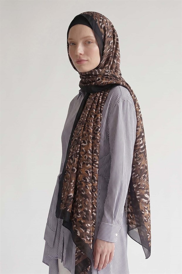 Hardal Leopar Dokulu Sport Şal