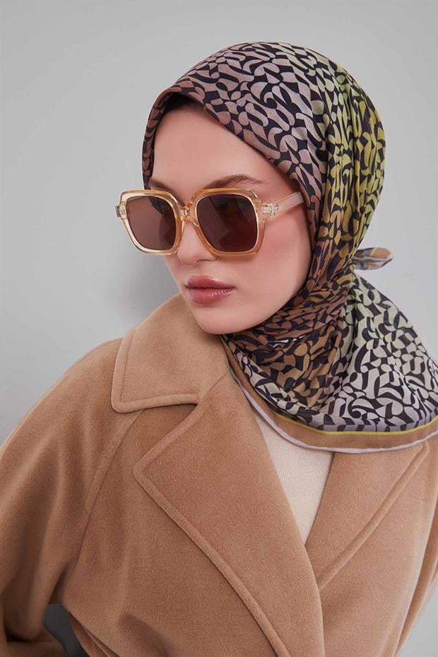 Hardal Renk Geçişli Desen Soft Eşarp