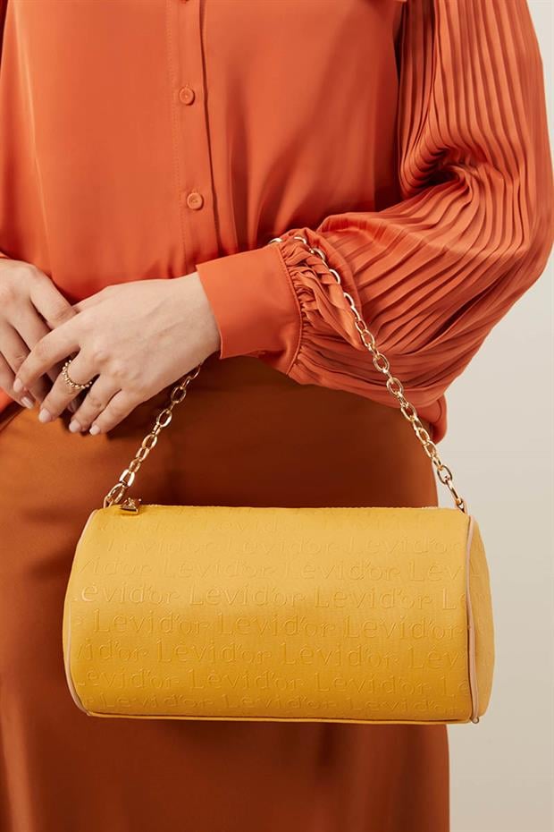 Hardal Baskılı Silindir Model El Çantası