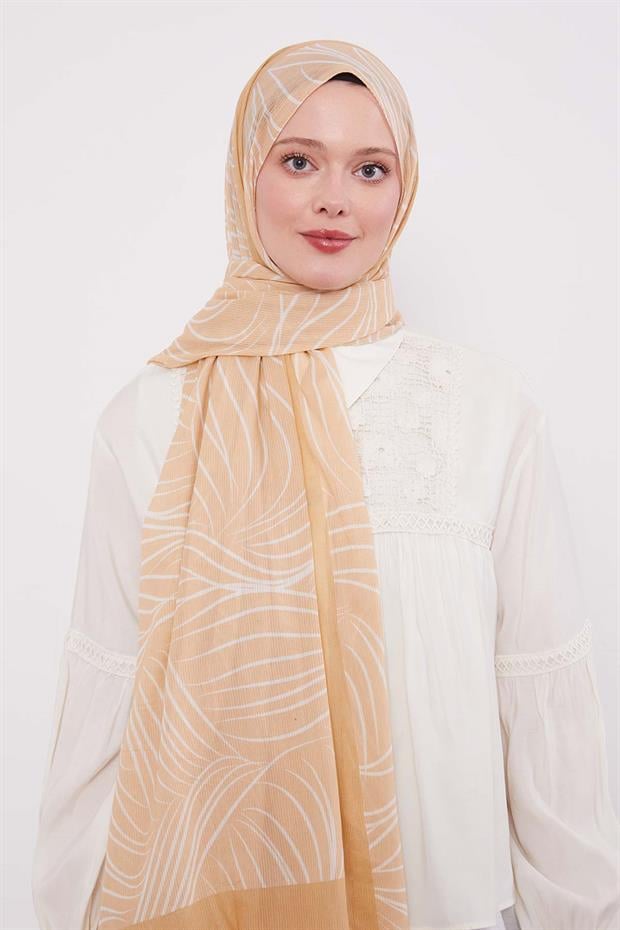 Hardal Tropikal Pamuklu Şal