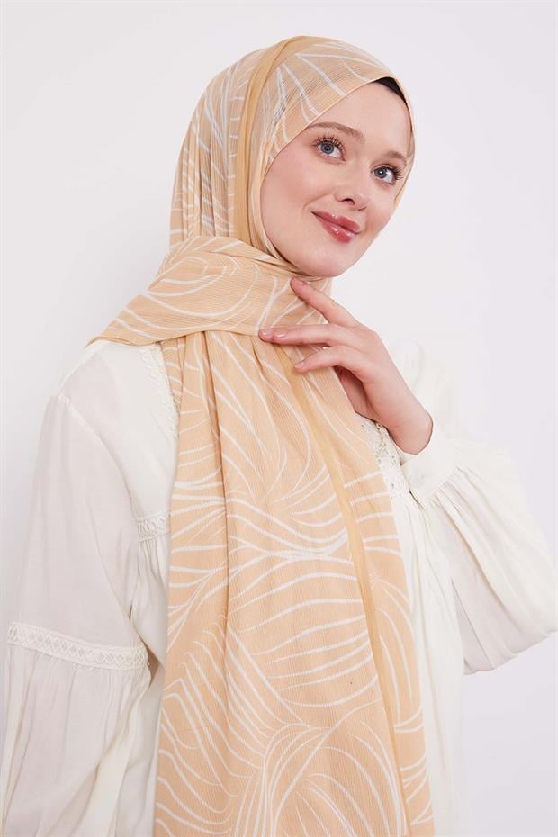 Hardal Tropikal Pamuklu Şal