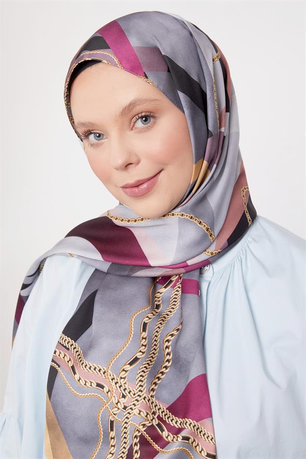 Hardal Dalga Zincir Desen Twill Şal