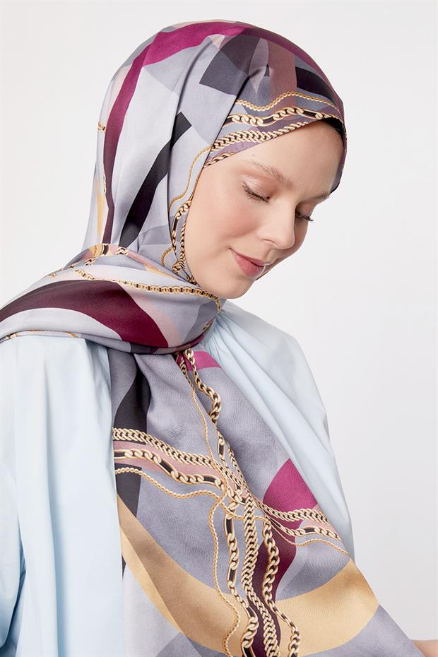 Hardal Dalga Zincir Desen Twill Şal