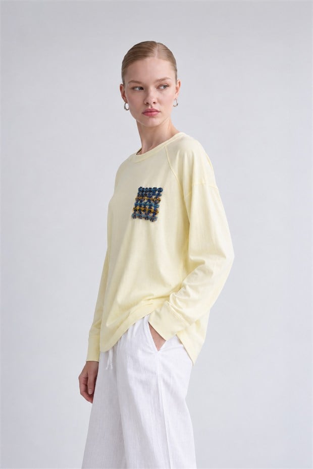 İki İplik İnce Sweatshirt Açık Sarı
