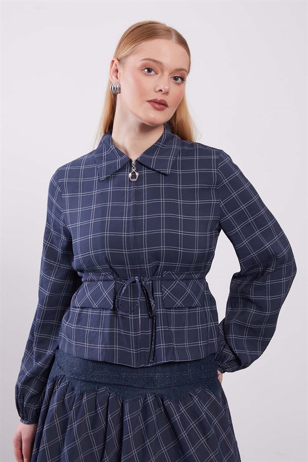 İndigo Bel Dantel Detaylı Etek Takım