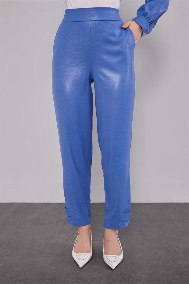 İndigo Bisiklet Yaka Düğme Detaylı İkili Takım