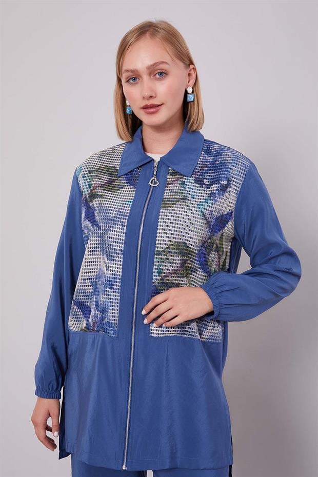 İndigo File Baskılı İkili Takım