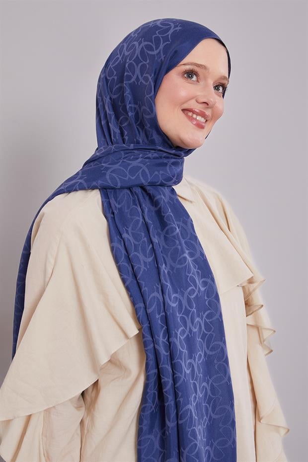 İndigo Geometrik Desen Grazia Şal
