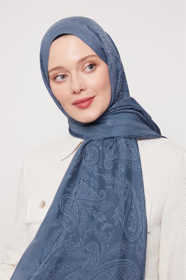 İndigo Hint Desen Grazia Şal