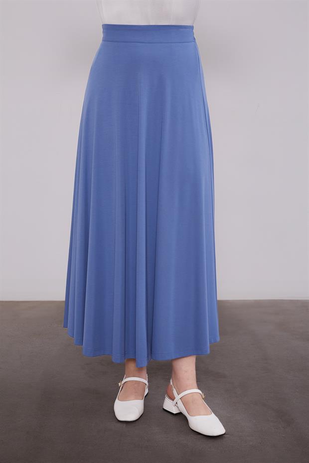 İndigo İki Renkli Asimetrik Etekli Takım