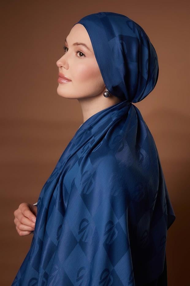 İndigo Kare LVD Baskılı Naia Jakar Şal