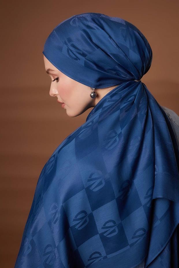 İndigo Kare LVD Baskılı Naia Jakar Şal