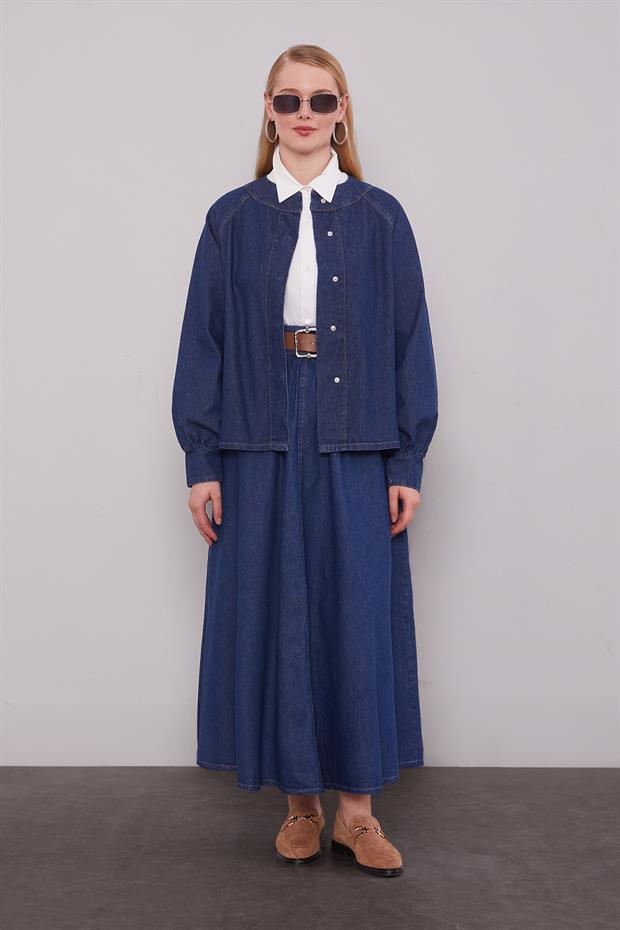 İndigo Kot Etekli Takım