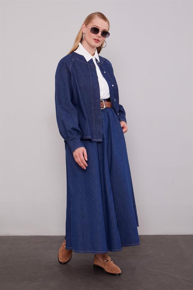 İndigo Kot Etekli Takım