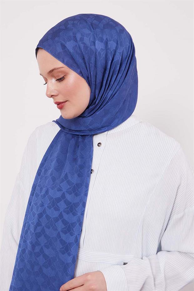 İndigo Kristal Desen Jakar Capri Şal