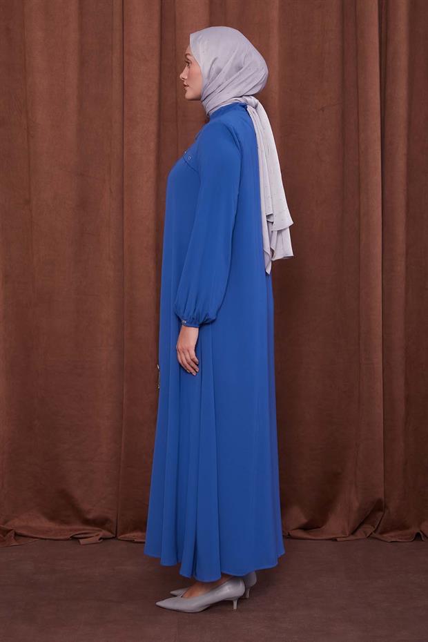 İndigo Kuş Gözü Detaylı Ferace