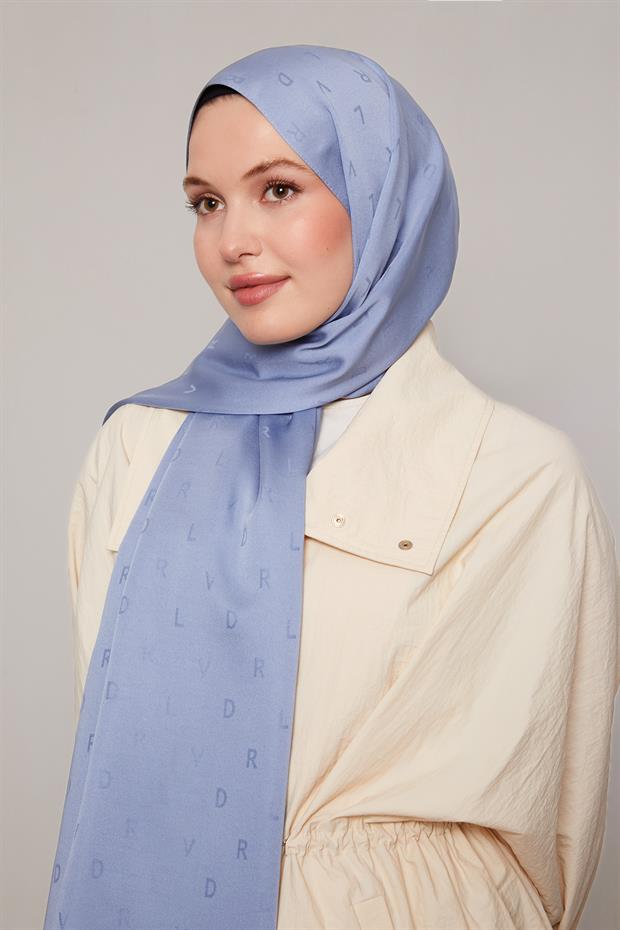 İndigo Mini LVD Baskılı Jakarlı Şal