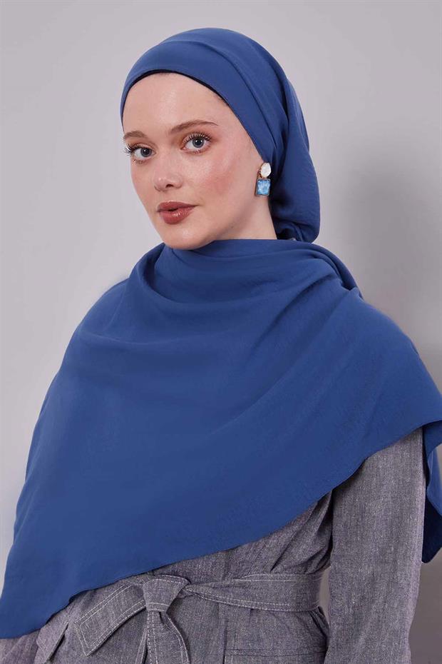 İndigo Pamuklu Cazz Kare Eşarp