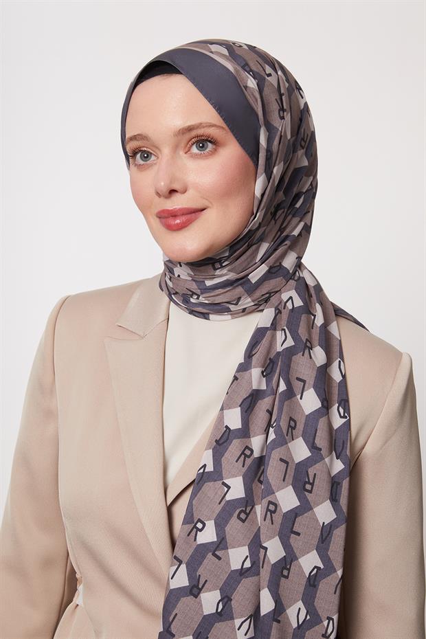 İndigo Petek Desen Love Şal