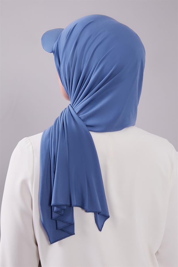 İndigo Pratik Şapkalı Şal