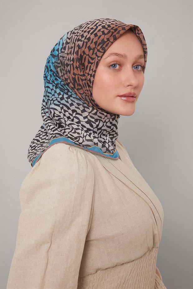 İndigo Renk Geçişli Desen Soft Eşarp