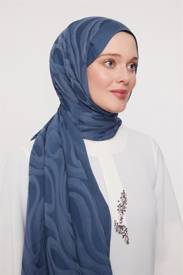 İndigo Soyut Desen Grazia Şal