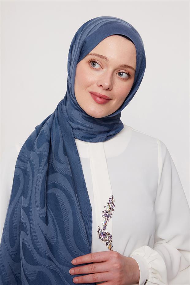 İndigo Soyut Desen Grazia Şal