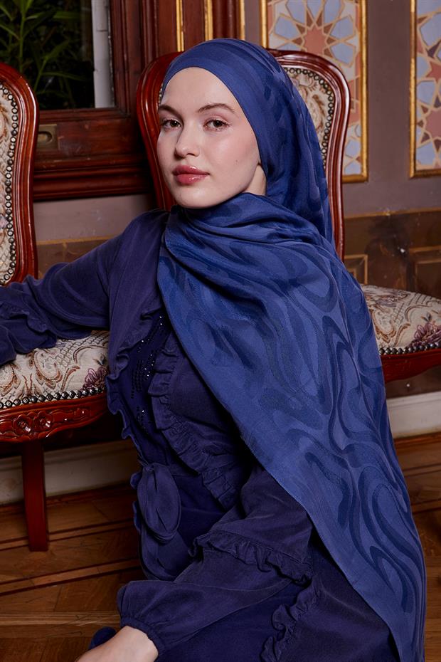 İndigo Soyut Desen Grazia Şal