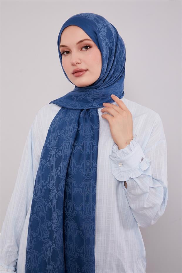 İndigo Tuğra Desen Grazia Şal